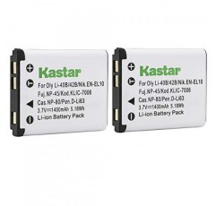 Olympus Li-42B Li-40B Li42B Li40B FE-230 Pentax D-Li63 Fuji NP-45 NP-45A Kodak KLIC-7006 EN-EL10과 호환되는 Kastar 2 팩 배터리