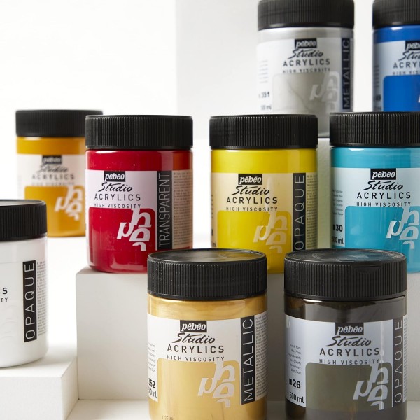 Pébéo - Acrylic Fine Studio Acrylics - 예술가용 아크릴 페인트 - 전문가 및 초보자용 색상 - 빛나는 착색 색상 - 마젠타 원색 - 500ml 마젠타 프라이머