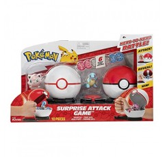Squirtle과 Jigglypuff가 등장하는 포켓몬 기습 공격 게임 - 기습 공격 공 2개 - 공격 디스크 6개 - 어린이와 포켓몬 팬을 위한 장난감