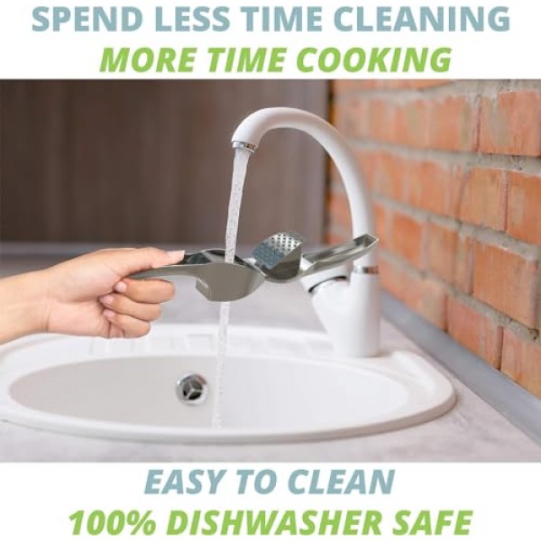 Oliver's Kitchen 프리미엄 마늘 프레스, 간편하고 쉽게 청소할 수 있으며 마늘과 생강을 쉽게 프레스할 수 있습니다(벗겨낼 필요 없음). 스타일리시한 아연 합금으로 더욱