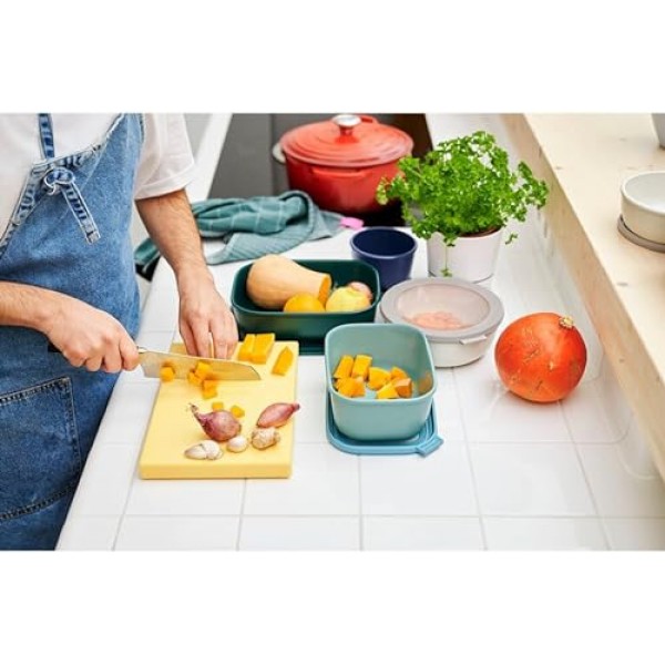 Mepal – 멀티 보울 Cirqula 3피스 세트 – 뚜껑이 있는 식품 보관 용기 - 냉장고 및 냉동고, 전자레인지 용기 및 접시용 밀폐 보관 상자로 적합 - 500, 1000, 2000ml - Nordic White