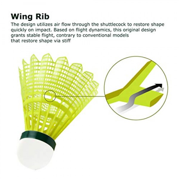 요넥스 마비스 2000 그린 캡 나일론 셔틀콕, 6개 팩