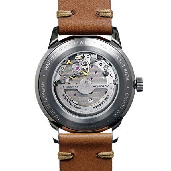 Iron Annie 남성용 시계, 빈티지 가죽 스트랩 시리즈 G38 자동 날짜 5368