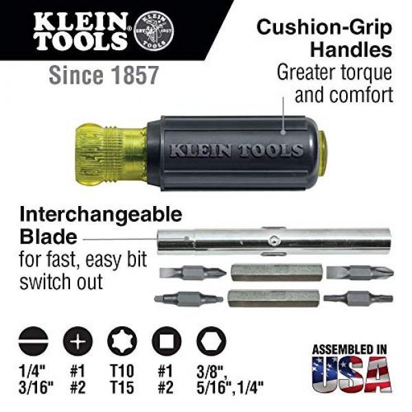 Klein Tools 80028 수공구 키트에는 플라이어, 드라이버, 너트 드라이버, 백팩, 기타 작업 현장 도구, 28피스 및 80019 도구 세트, 멀티 비트 드라이버 및 너트 드라이버 도구 