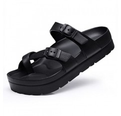 아치 지지대가 있는 여성용 플랫폼 샌들 편안한 폼 슬라이드 가볍고 두꺼운 밑창 | 조절 가능한 버클 | 울트라쿠션