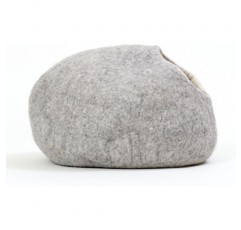 고양이 동굴 고양이 침대 고양이 집 XL - 큰 고양이도 사용 가능 - 외부는 견고하고 내부는 꼭 껴안고 싶은 부드러움 - 뉴질랜드 양모 핸드메이드 - 라이트 그레이