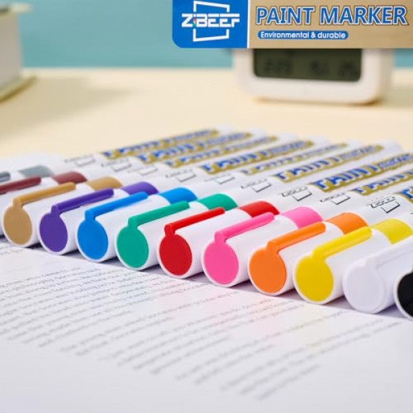 Guangna 12색 페인트 마커 세트 - 금속 및 다양한 표면을 위한 프리미엄 품질의 아트 펜 - 선명한 불투명 잉크 - 성인 색칠, DIY 프로젝트 및 그래피티 아트에 적합