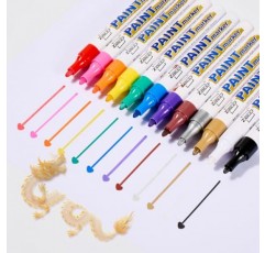 Guangna 12색 페인트 마커 세트 - 금속 및 다양한 표면을 위한 프리미엄 품질의 아트 펜 - 선명한 불투명 잉크 - 성인 색칠, DIY 프로젝트 및 그래피티 아트에 적합