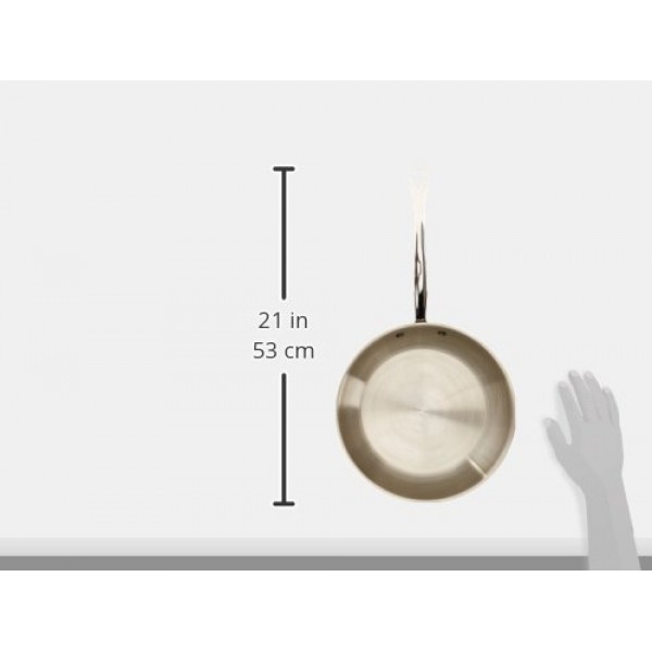 Mauviel M'Cook 5겹 광택 스테인리스 스틸 프라이팬, 주조 스테인리스 스틸 손잡이, 11인치, 프랑스산