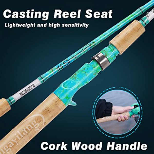 Sougayilang 낚싯대 및 릴 콤보, 2피스 5피트 6인치 흑연 및 유리 섬유 막대, 내구성이 뛰어나고 강하며 빠른 설정 역방향 방지 낚시 릴(1팩/2팩)