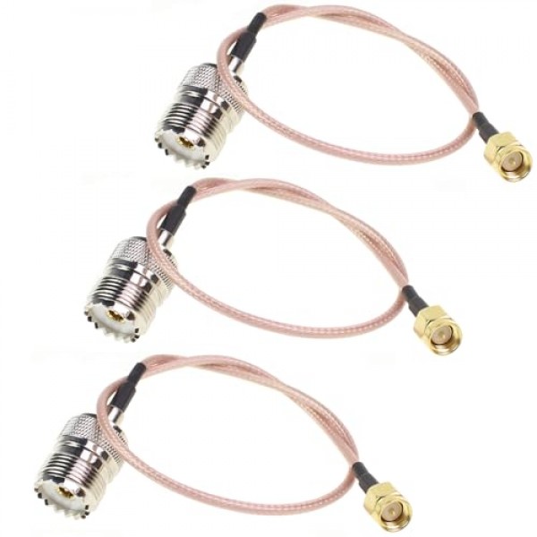 SMA Male - UHF PL259 암 커넥터 처리 Atenna 케이블 Baofeng Wouxun Kenwood Icom Yaesu CB 라디오 핸드헬드 워키 토키용 증폭기용 12인치 팩 3개
