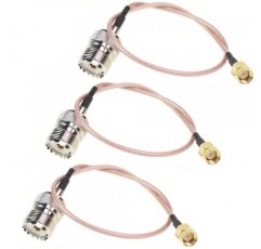 SMA Male - UHF PL259 암 커넥터 처리 Atenna 케이블 Baofeng Wouxun Kenwood Icom Yaesu CB 라디오 핸드헬드 워키 토키용 증폭기용 12인치 팩 3개