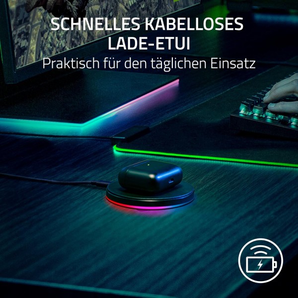 Razer Hammerhead Pro HyperSpeed ​​- Razer Chroma RGB(HyperSpeed ​​무선, 능동형 소음 제거, Chroma RGB 및 Bluetooth 5.3)가 포함된 진정한 무선 게임 이어버드 블랙