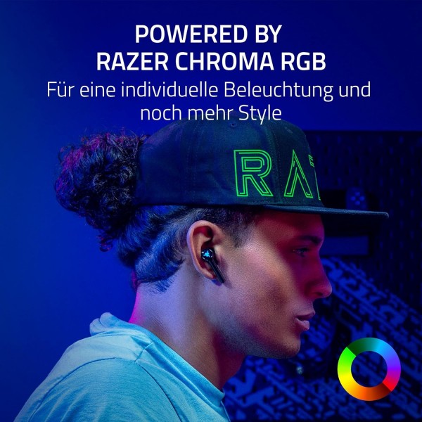Razer Hammerhead Pro HyperSpeed ​​- Razer Chroma RGB(HyperSpeed ​​무선, 능동형 소음 제거, Chroma RGB 및 Bluetooth 5.3)가 포함된 진정한 무선 게임 이어버드 블랙