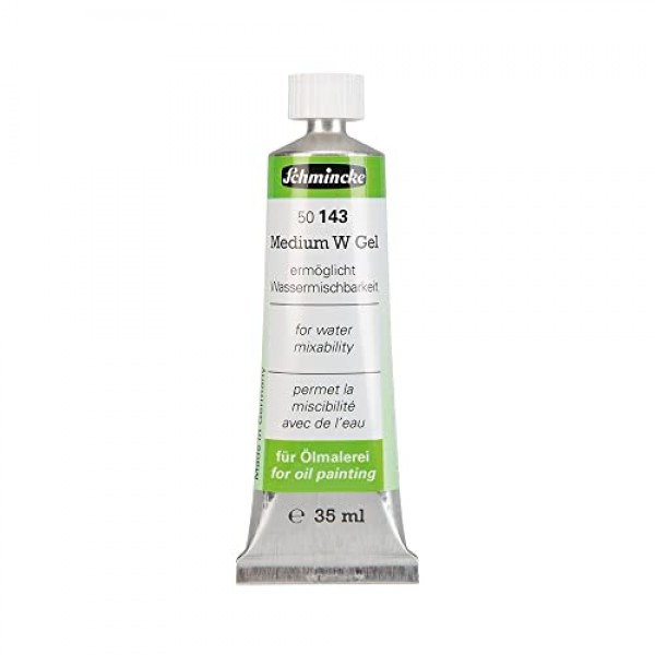 Schmincke - 미디엄 W 젤, 튜브 35ml, 50143009, 젤리 같은 미디엄, 오일 색상을 물과 혼합 가능하게 만들고 광택과 투명도를 높입니다. 무색