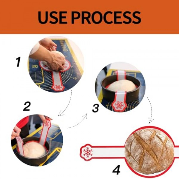 KitchenRaku 네덜란드 오븐 빵용 실리콘 베이킹 매트 베이킹 시트용 붙지 않는 실리콘 매트 - 반죽을 더 쉽게 옮길 수 있는 긴 손잡이 - 실리콘 슬랩 손목 밴드 - 8.1