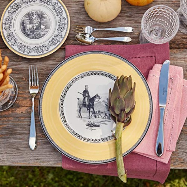 Villeroy & Boch Audun Chasse 디너 접시, 10.5인치, 흰색/회색/노란색