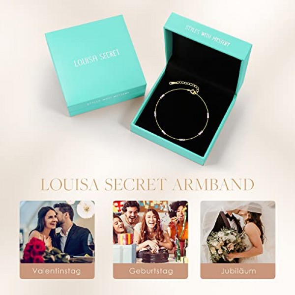 LOUISA SECRET 골드 팔찌 여성용 925 스털링 실버 14k 골드 도금 지르코니아 팔찌 여성용 조절 가능 팔찌 발렌타인 데이 어머니의 날 여자 친구 엄마를 위한 생일 크리스마