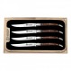 Laguiole California Steak Knives 4개 세트 - 고기 절단용 면도칼처럼 날카로운 스테인리스 스틸 직선 칼날 슬라이스 스테이크 나이프 - 캘리포니아 오크우드 상자가 있는 인체