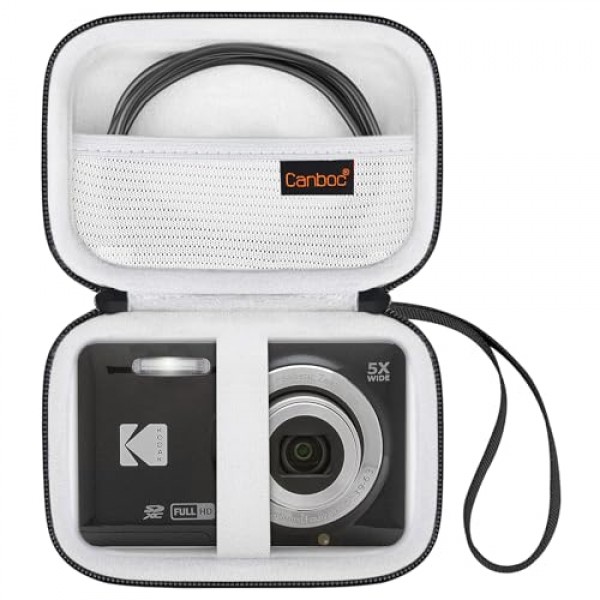 Kodak PIXPRO 친화적 줌 FZ55 / FZ45 / FZ53 16MP 디지털 카메라용 Canboc 하드 케이스, SD 카드에 맞는 메쉬 포켓, USB 충전 어댑터, USB 케이블, 블랙
