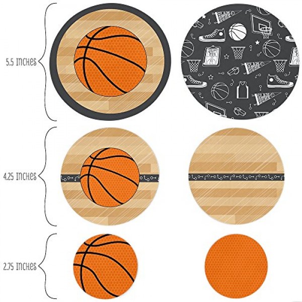 행복의 큰 점 Nothin' but Net - 농구 - 베이비 샤워 또는 생일 파티 거대한 원형 색종이 - 파티 장식 - 대형 색종이 27개