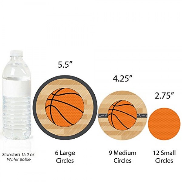 행복의 큰 점 Nothin' but Net - 농구 - 베이비 샤워 또는 생일 파티 거대한 원형 색종이 - 파티 장식 - 대형 색종이 27개
