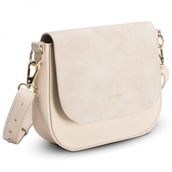 Expatrié 여성용 스몰 숄더백 - Louise 미디엄 - 비건 가죽으로 제작된 모던한 크로스바디 백 - 도시 외출용 가방 - 조절 가능한 어깨 끈