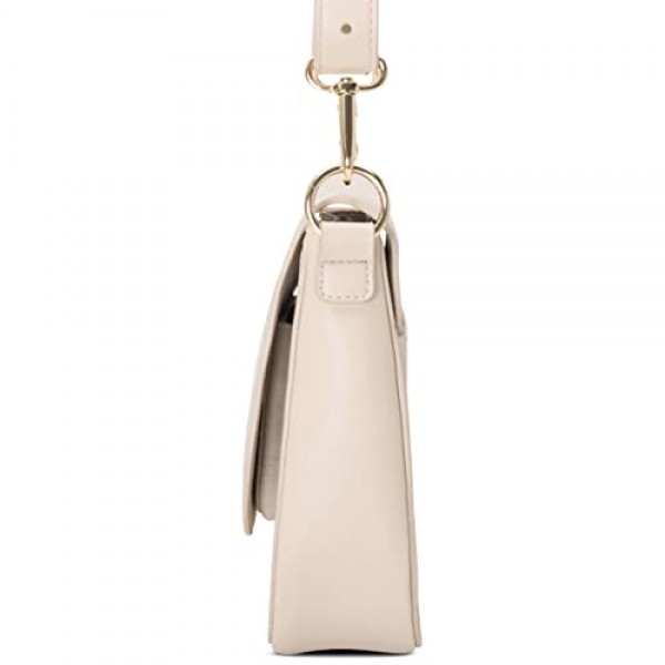 Expatrié 여성용 스몰 숄더백 - Louise 미디엄 - 비건 가죽으로 제작된 모던한 크로스바디 백 - 도시 외출용 가방 - 조절 가능한 어깨 끈