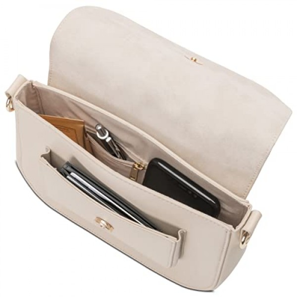 Expatrié 여성용 스몰 숄더백 - Louise 미디엄 - 비건 가죽으로 제작된 모던한 크로스바디 백 - 도시 외출용 가방 - 조절 가능한 어깨 끈