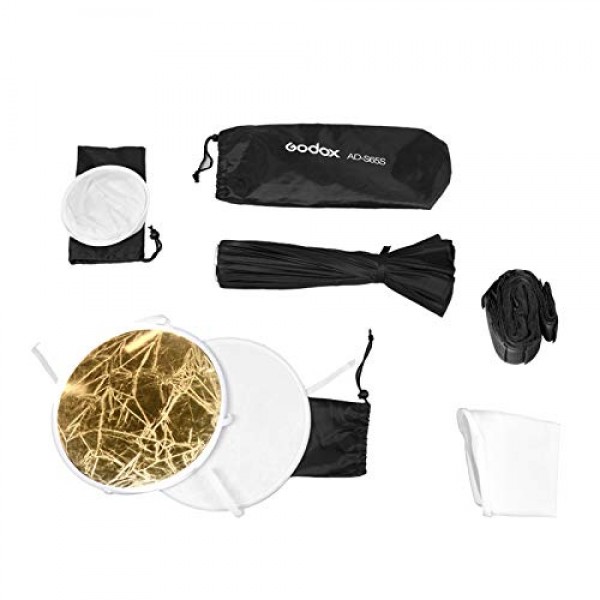 Godox AD-S65W 휴대용 우산 소프트박스 25.6인치/65cm Godox 마운트 AD400Pro AD300Pro 플래시 모노라이트 및 ML60 ML60Bi ML30 ML30Bi LED 비디오 조명(흰색 내부)과 호환 가능
