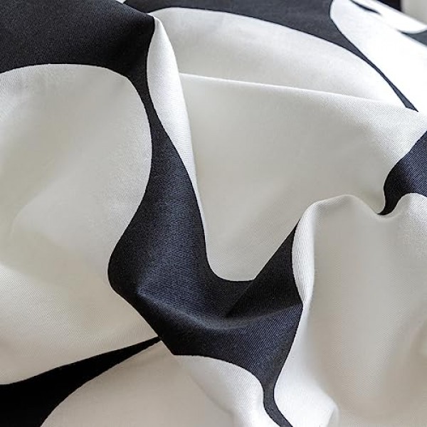 SUSYBAO 화이트 도트 무늬 이불 커버 킹 100% 면 원형 기하학 이불 커버 3개 세트 지퍼 타이가 있는 중립 흑백 이불 커버 1개 베개 커버 럭셔리 소프트 도트 무늬 침구