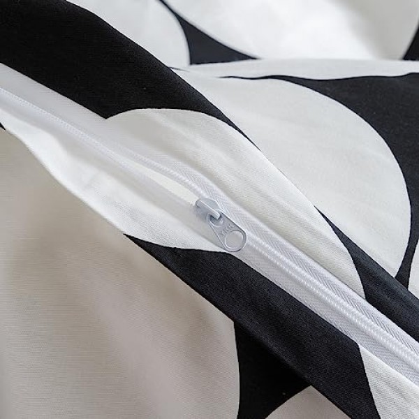 SUSYBAO 화이트 도트 무늬 이불 커버 킹 100% 면 원형 기하학 이불 커버 3개 세트 지퍼 타이가 있는 중립 흑백 이불 커버 1개 베개 커버 럭셔리 소프트 도트 무늬 침구