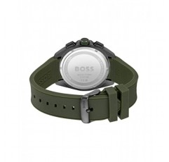 올리브 그린 실리콘 스트랩이 있는 남성용 BOSS 크로노그래프 쿼츠 시계 - 1513952, 그레이, 스트랩.