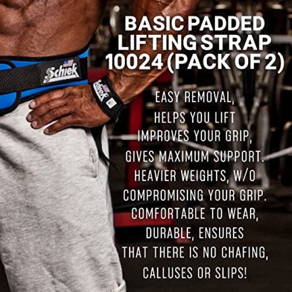 Schiek 스포츠 모델 1000-BPS 기본 20 패딩 리프팅 스트랩 - 블랙