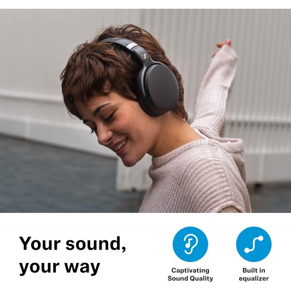 Sennheiser HD 450BT 무선 헤드폰, 액티브 노이즈 캔슬링, 블랙 & TP-Link Nano USB Bluetooth 5.0 어댑터(다중 장치용)