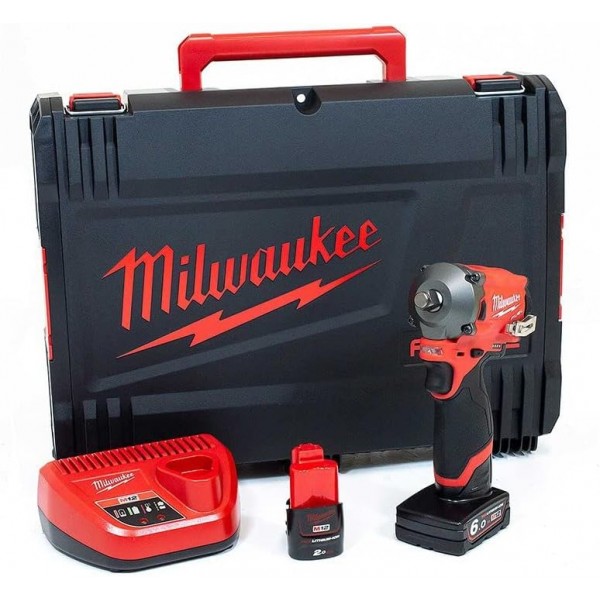 Milwaukee M12 FIWF12-622X Fuel™ 임팩트 렌치 세트, 12V, 1 x 2.0Ah 및 1 x 6.0Ah 리튬 이온