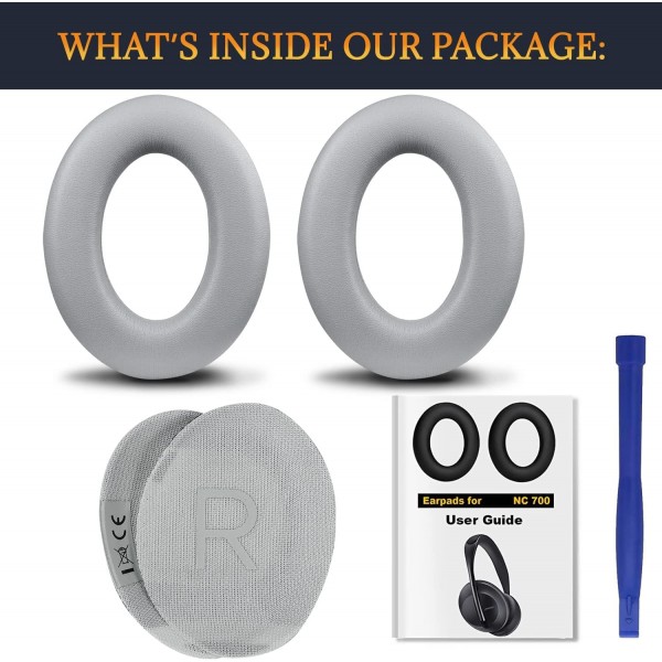 Bose 700(NC700 NC 700) 소음 제거 헤드폰용 SOULWIT 교체용 이어 패드 헤드폰, 부드러운 가죽과 소음 감소 폼으로 된 이어 패드 패드, 고품질 액세서리 실버