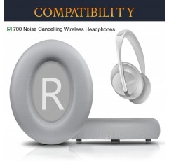Bose 700(NC700 NC 700) 소음 제거 헤드폰용 SOULWIT 교체용 이어 패드 헤드폰, 부드러운 가죽과 소음 감소 폼으로 된 이어 패드 패드, 고품질 액세서리 실버