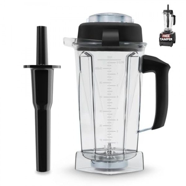 Vitamix 블렌더 투수 64온스(탬퍼 포함), vitamix 5200 교체 용기용, 5000 6300 7500 Pro200/500/750 vm0101/02/03/97 E310/320 교체, 클래식 C/상용/Explorian 시리즈, 5년 보증