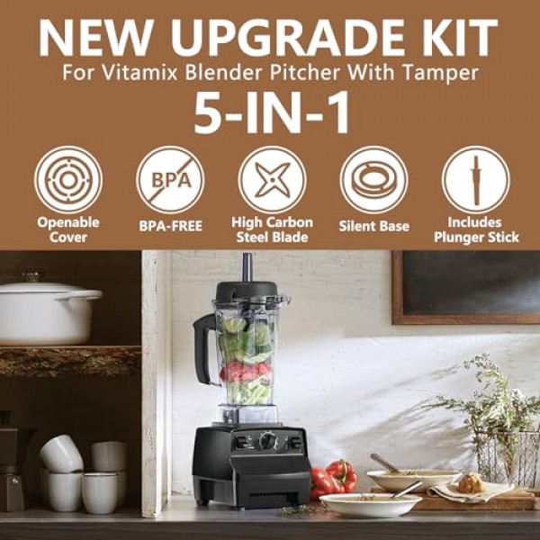 Vitamix 블렌더 투수 64온스(탬퍼 포함), vitamix 5200 교체 용기용, 5000 6300 7500 Pro200/500/750 vm0101/02/03/97 E310/320 교체, 클래식 C/상용/Explorian 시리즈, 5년 보증