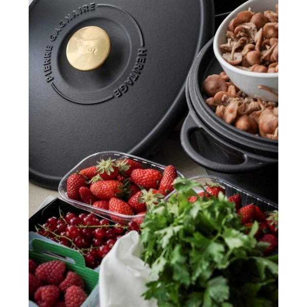 Tefal Pierre Gainire Heritage 캐서롤, 주철, 원형, 19cm/2.2L, 인덕션, E2230204, 블랙 19cm/2.2L 원형