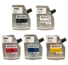 Sennelier 추상 아크릴 60ml 파우치, 기본 매트 컬러 5개 세트(10-121850)