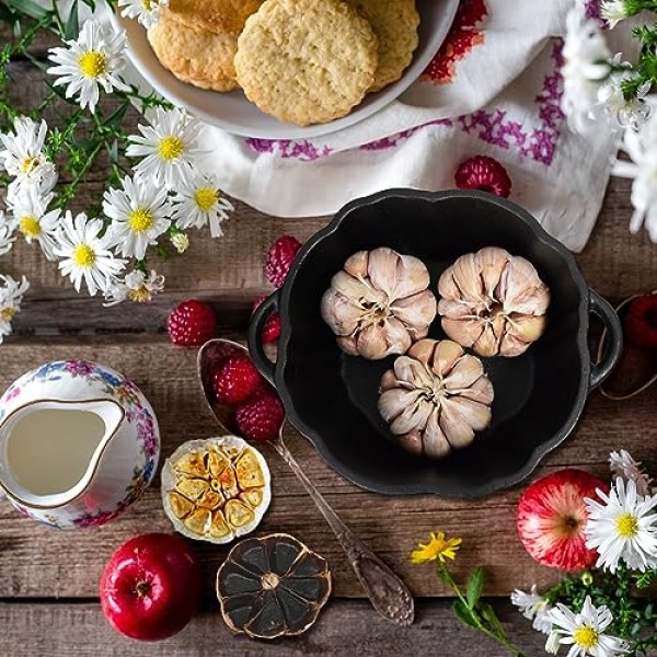 AOKDEER 마늘 로스터, 주방 그릴 오븐용 주철 마늘 로스터, 식당, 실내 또는 실외, 바베큐 그릴 마늘 도구, 피크닉 캠핑 파티오 뒷마당 요리용 마늘 베이커