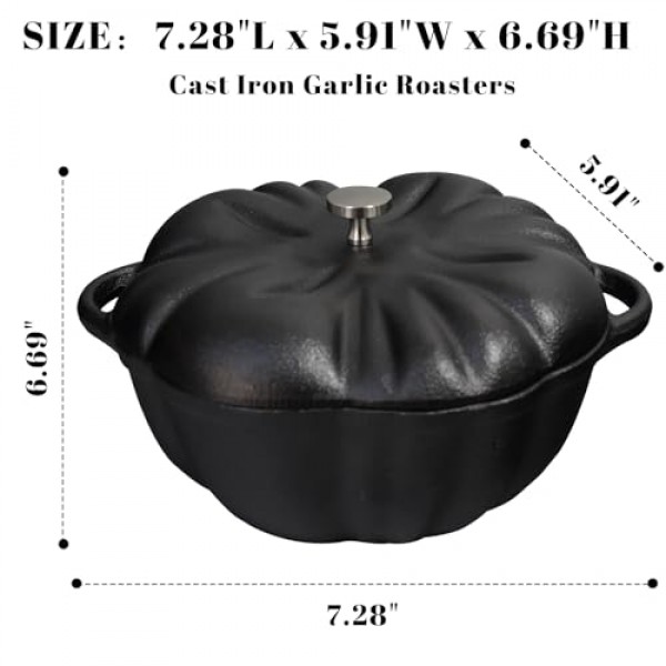 AOKDEER 마늘 로스터, 주방 그릴 오븐용 주철 마늘 로스터, 식당, 실내 또는 실외, 바베큐 그릴 마늘 도구, 피크닉 캠핑 파티오 뒷마당 요리용 마늘 베이커