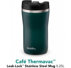 Aladdin Barista Café Thermavac 누수 방지 스테인레스 스틸 보온병 0.25L 바질 그린 - 누수 방지 머그 - 보온용 커피 머그 - 2.5시간 동안 뜨겁게 유지 - BPA 없음 - 식기세척기 사