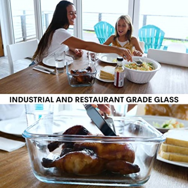 파란색 잠금 뚜껑이 있는 14컵/112온스 대형 유리 식품 보관 용기. 음식, 야채 또는 과일을 보관하는 데 사용됩니다. 베이킹 캐서롤, 라자냐, 베이킹, 닭고기 구이 및 기
