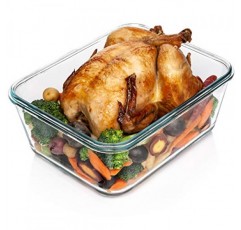 파란색 잠금 뚜껑이 있는 14컵/112온스 대형 유리 식품 보관 용기. 음식, 야채 또는 과일을 보관하는 데 사용됩니다. 베이킹 캐서롤, 라자냐, 베이킹, 닭고기 구이 및 기