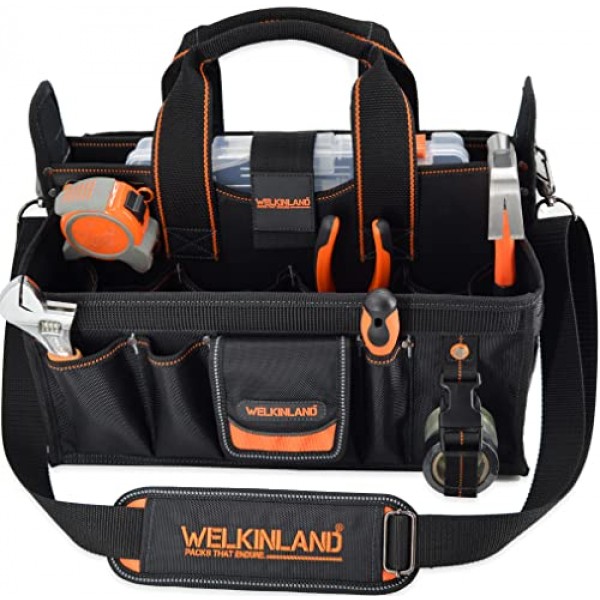 19포켓 도구 토트백, 도구 가방 정리함, 전기 기사 도구 가방, HVAC 도구 가방, 도구 캐디, 전기 기사용 도구 가방, 소켓 정리 도구 상자가 포함된 도구 토트 백, 전기 및 