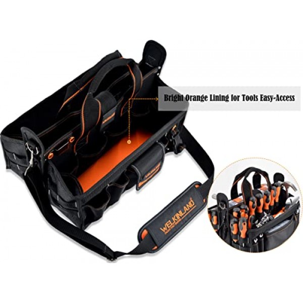 19포켓 도구 토트백, 도구 가방 정리함, 전기 기사 도구 가방, HVAC 도구 가방, 도구 캐디, 전기 기사용 도구 가방, 소켓 정리 도구 상자가 포함된 도구 토트 백, 전기 및 