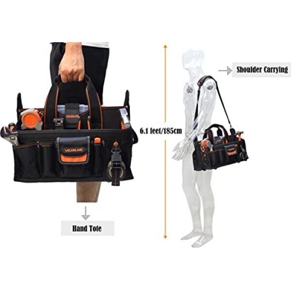 19포켓 도구 토트백, 도구 가방 정리함, 전기 기사 도구 가방, HVAC 도구 가방, 도구 캐디, 전기 기사용 도구 가방, 소켓 정리 도구 상자가 포함된 도구 토트 백, 전기 및 